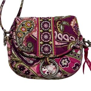 Vera Bradley Small Crossbody Purse Plum Petal Paisley Adjustable Strap